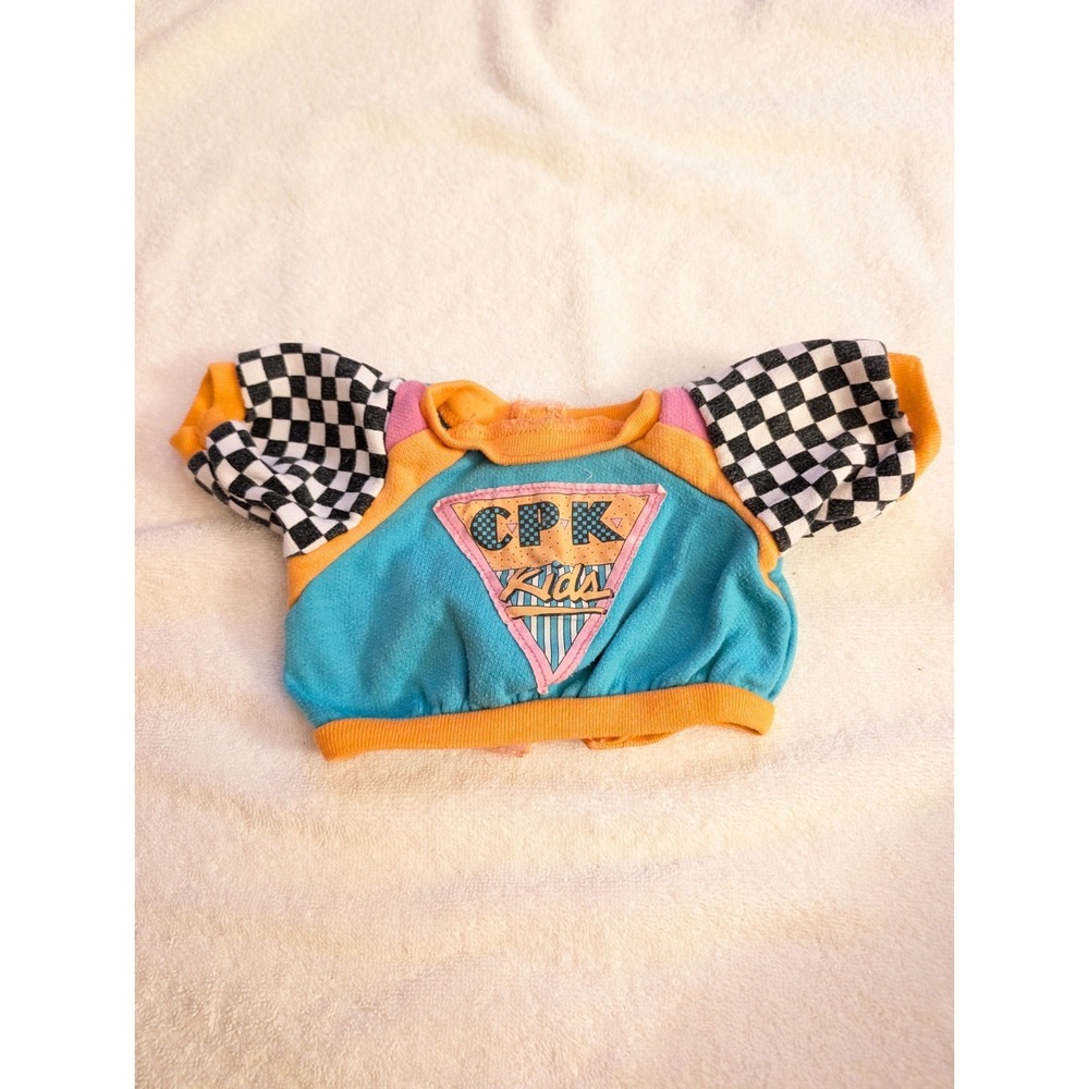 Vintage CPK Kids Doll Jacket Shirt Top Clothes Outfit Checkerboard Neon Retro...